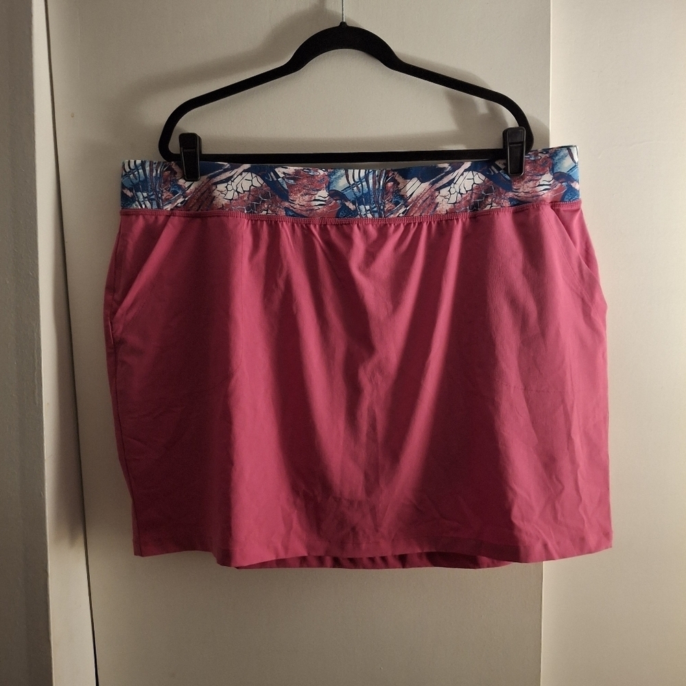 Reel Legends Women's Pink Skort with Floral Waistband